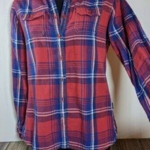 Kuhl Womens Button Up Long Sleeve Collared Cotton Shirt Size XS Red Plaid